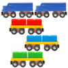 Orbrium 11 Pcs Intermodal Freight Trains Set For Wooden Wood Railway Includes 2 Diesel Engines, 3 Container Flat Cars, 6 Shipping Containers Compatible With Thomas, Brio, Chuggington, Melissa And Doug