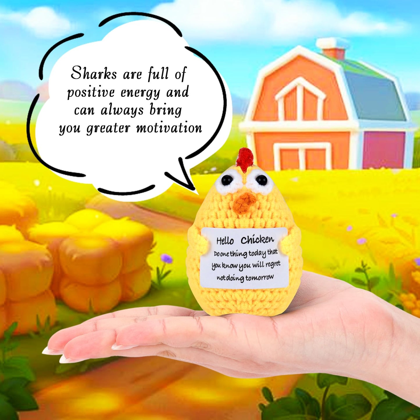 Lestp Funny Gifts Women Positive Chicken Emotional Support Crochet Nuggets Pickle Plush Partner Cute Birthday Gift Gag Metal Hea