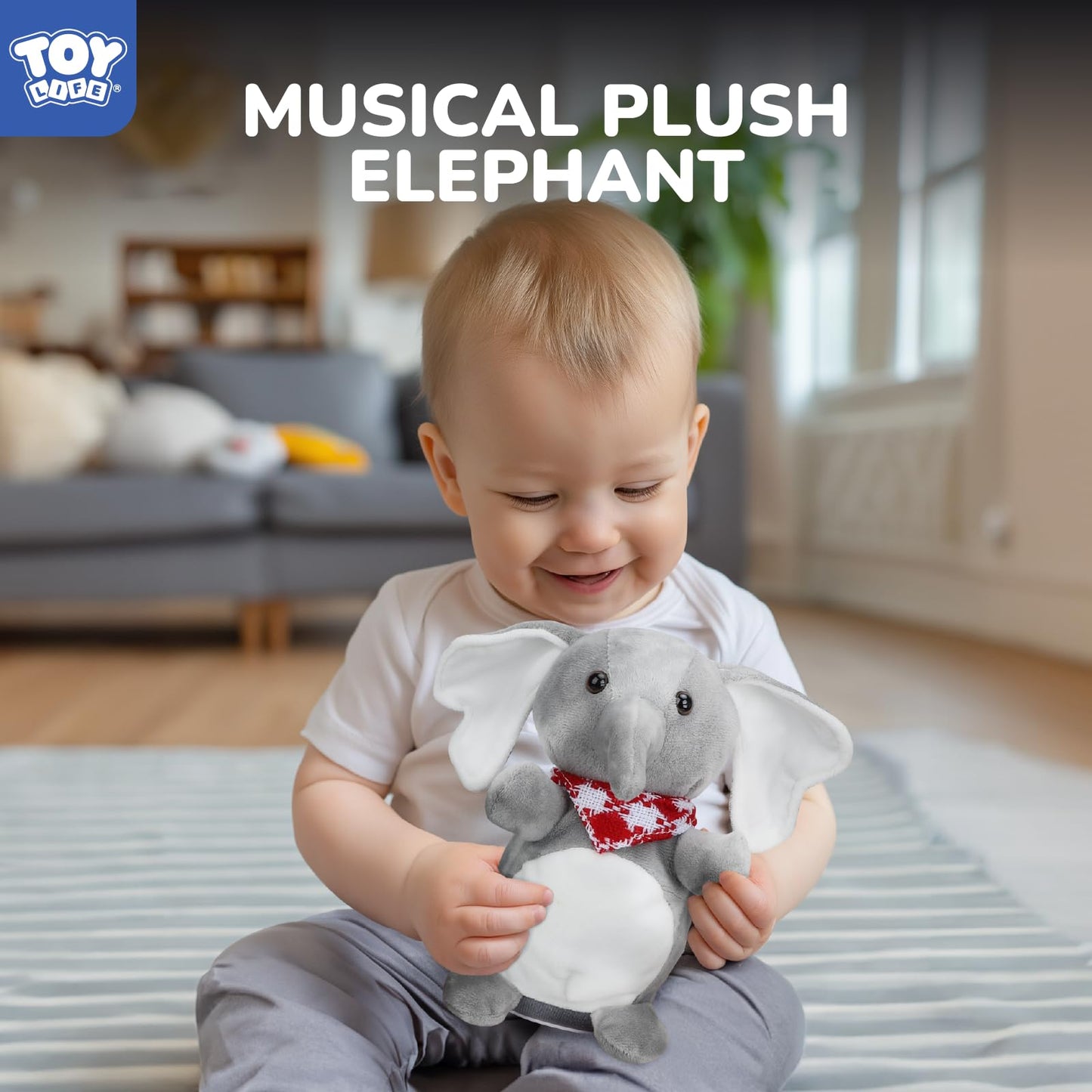 TOY Life Baby Toys for 6-12 Months, Newborn Baby Musical Talking Toys Plush Talkback Elephant Infant Toy for Babies Gifts