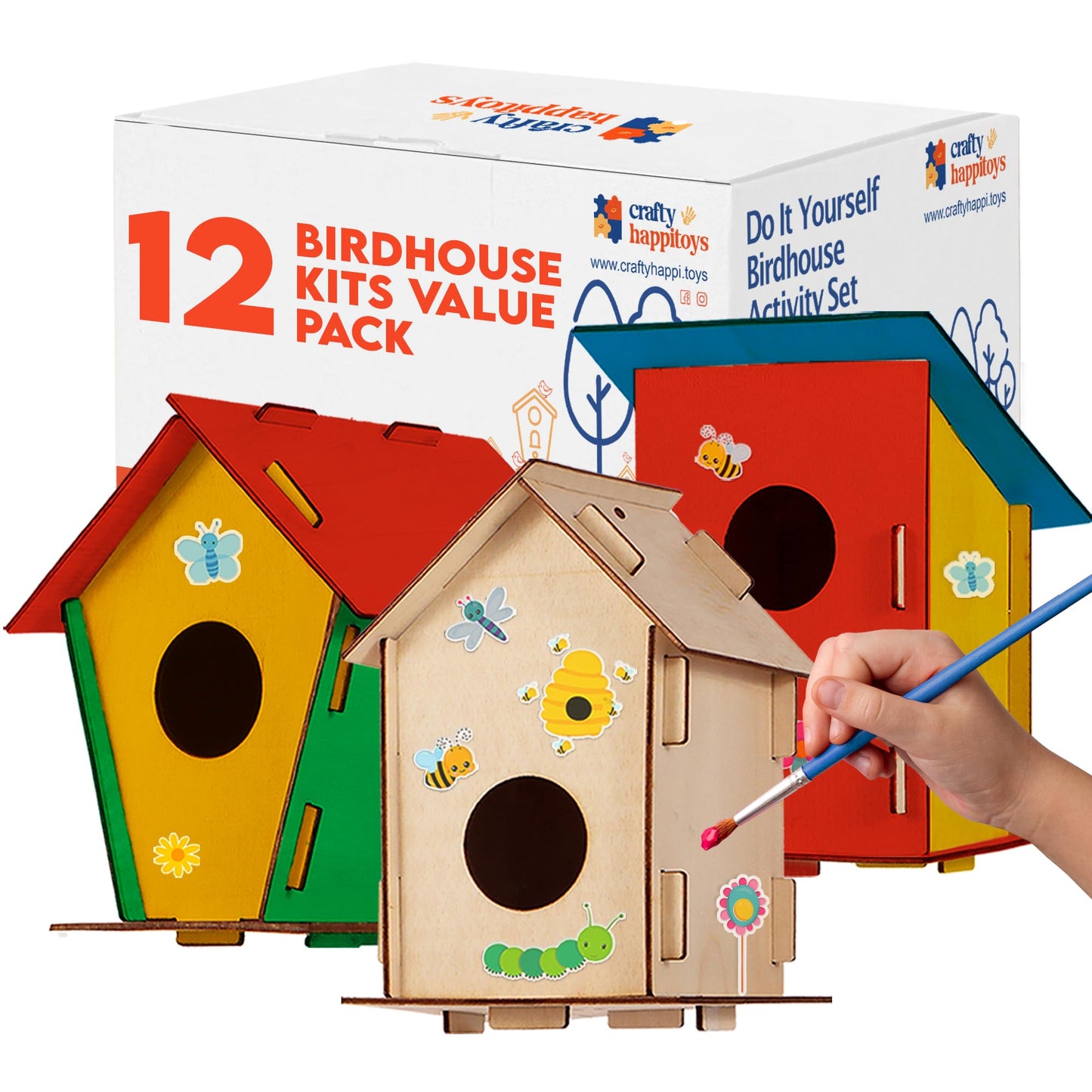 12 Diy Bird House Kits For Children To Build - Wood Birdhouse Kits For Kids To Paint - Unfinished Wood Bird Houses To Paint For