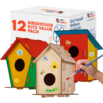 12 Diy Bird House Kits For Children To Build - Wood Birdhouse Kits For Kids To Paint - Unfinished Wood Bird Houses To Paint For