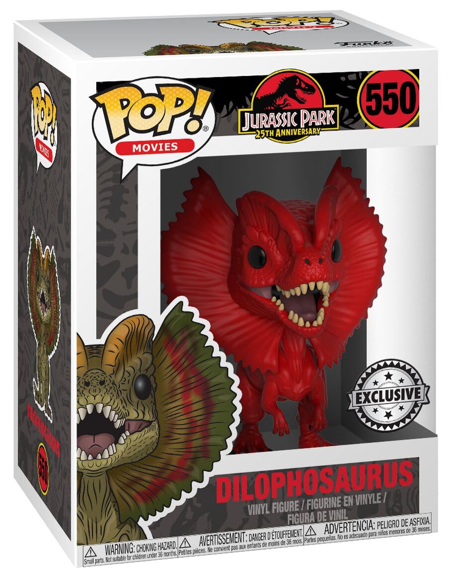 Funko Pop Movies: Jurassic Park - Red Dilophosaurus Collectible Figure, Multicolor