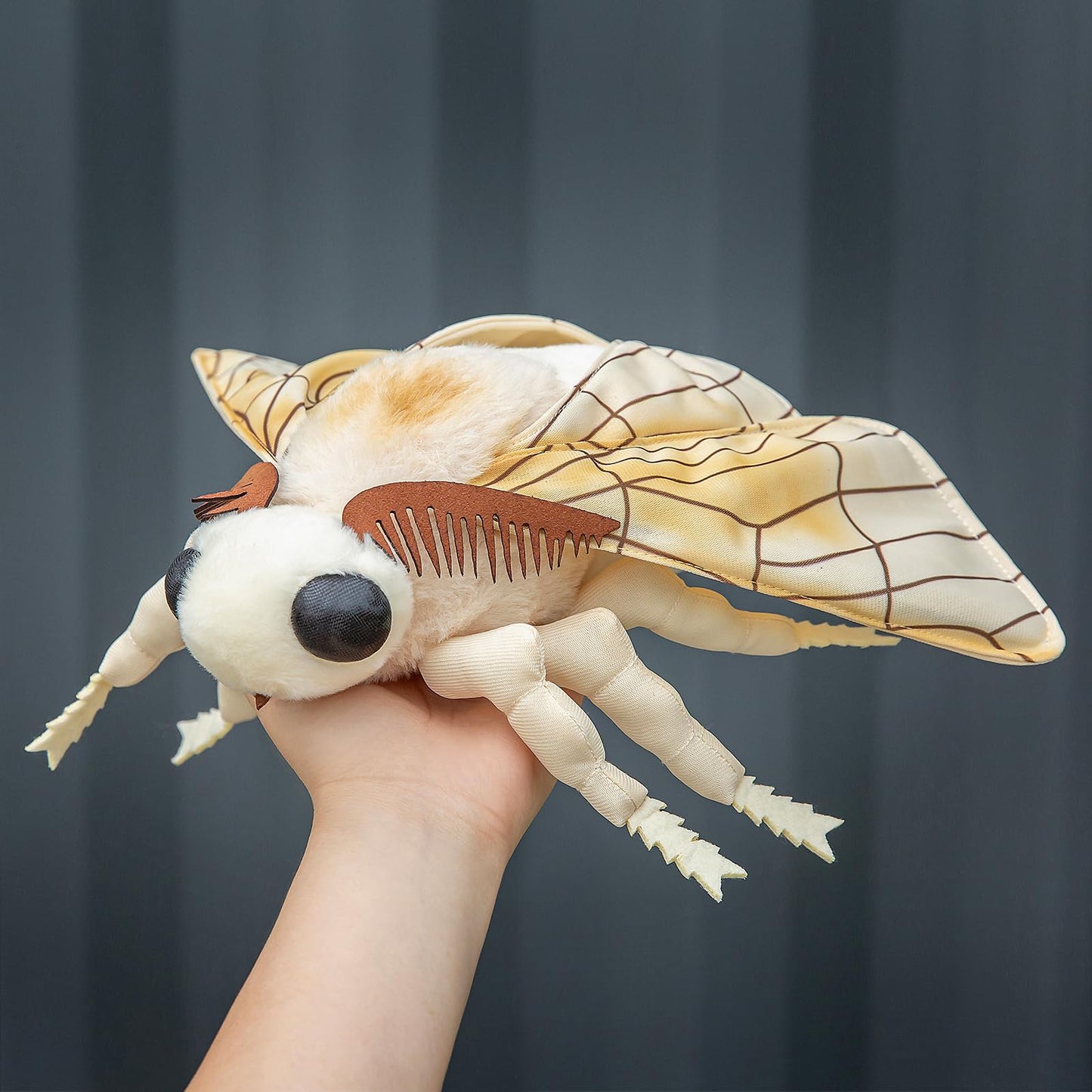 Zhongxin Made Large Silk Moth Plush Toy - Lifelike Silk Moth Stuffed Animals 16In, Realistic Soft Big Wings Moth Toys, Simulation Butterfly Plushie Model Toy, Unique Plush Collection For Kids