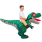 Spooktacular Creations Kids Halloween Inflatable Dinosaur Costumes, Light-Up Eyes Riding A T-Rex Inflatable Costume, Green Rawr Blow Up Dinosaur Costumes For Halloween Costume Cosplay Themed Parties