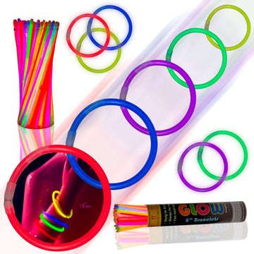 Crown Display Halloween Glow Stick Bracelets In Bulk 1000 Pk - 8 Inch! Halloween Glow In The Dark Bracelets Halloween Party Supp
