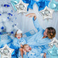 TONIFUL 30Pcs 18 Inch Star Balloons Large Blue Silver Star Shape Foil Balloons Big Star Helium Mylar Balloons for Birthday Weddi