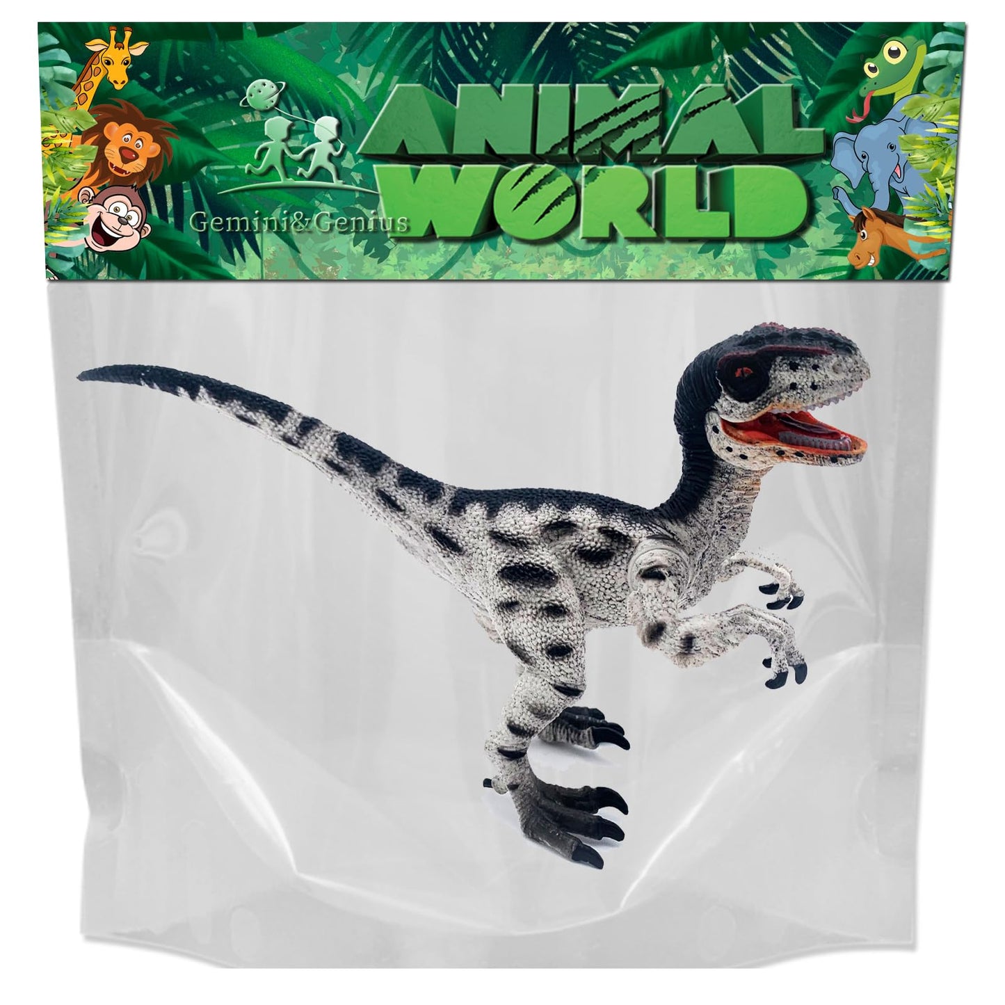 Gemini&Genius Velociraptor Dinosaur Toy For Kids, Raptor Dinosaur Action Figure With Movable Jaw And Hands, Realistic Dino World Toy As Gift And Collection Model For Kids Todders