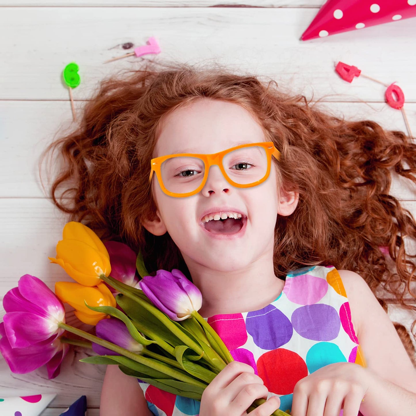 Sunovelties 12 Pack Kids No Lens Ultralight Square Costume Frame Glasses Neon Color Party Favors For Boys Girls Daily Outfit Acc