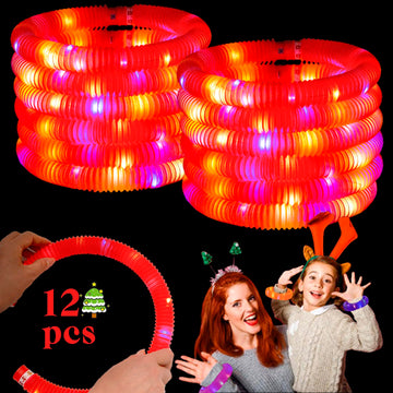 Red 12 Pack Light Up Party Favors Supplies,Bulk Glow Sticks Bracelet,Necklace Accessories for Kids,Birthday Return Gifts Treats,