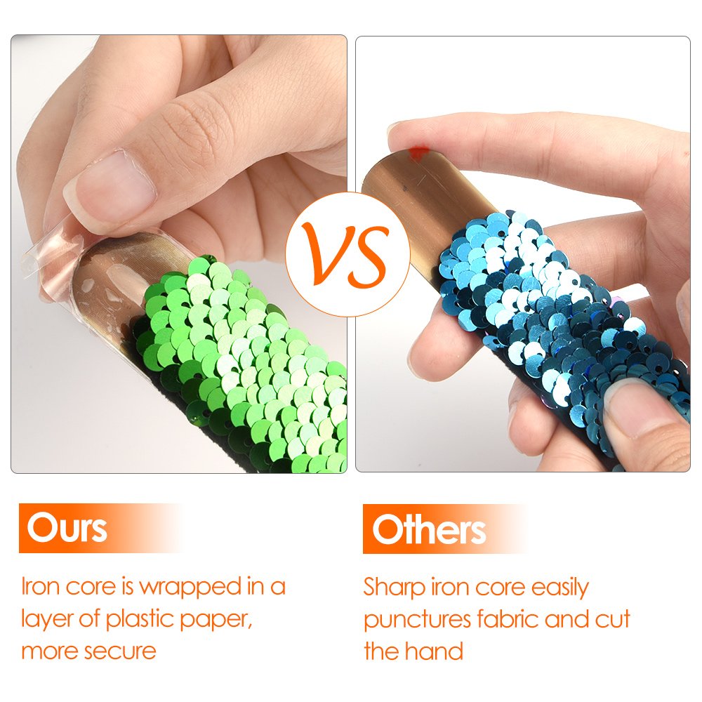 KUUQA 16 Pcs Magic Sequins The Mermaid Bracelets 2-Color Sequin Reversible Glitter Slap Bracelets Charms Wristband for Kids Litt