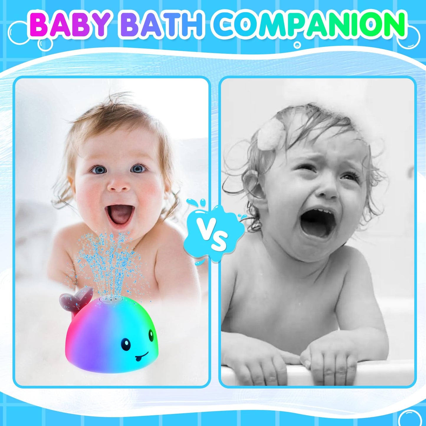 Light Up Bath Toys For Kids Ages 1-3, Whale Bath Toy Sprinkler Rechargeable For Babies 6-12 12-18 Months, Valentines Day Gifts F