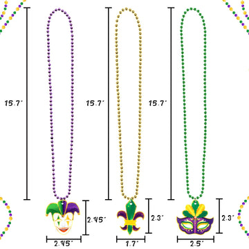 jollylife 21PCS Mardi Gras Beads Necklaces Bulk: Purple Gold Green Metallic Bead Carnival Parade Party Supplies