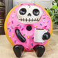 Ebros Gift Furrybones Donatsu Strawberry Sprinkles Round Donut Skeleton With Milk Figurine Furry Bones Skulls Skeletons Halloween Sculpture