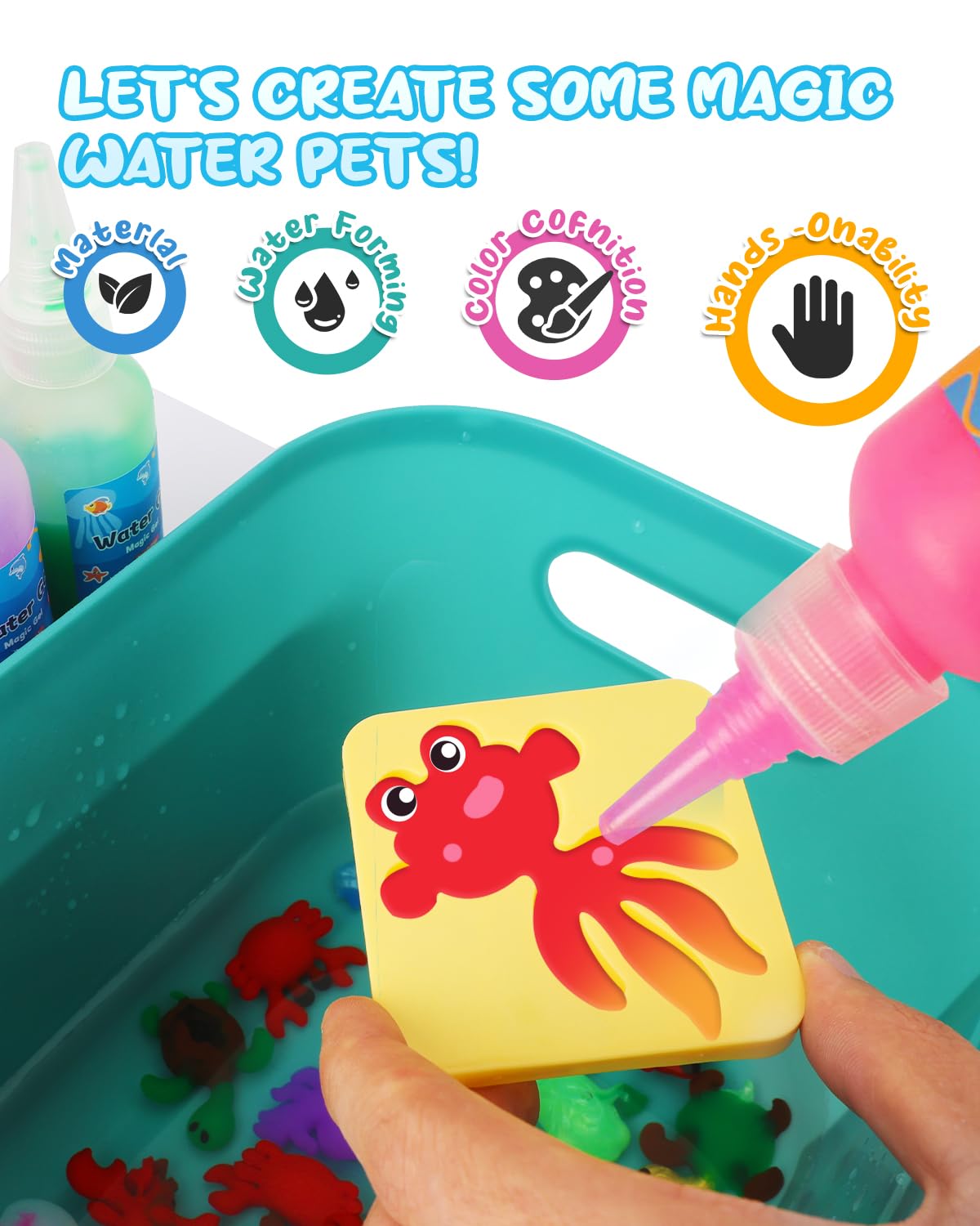 Juqueasy Magic Water Elf Toy Kit, Aqua Fairy Water Gel Kit for Kids with 12 Magic Gels and 12 Molds, Birthday Gifts, Arts & Craf