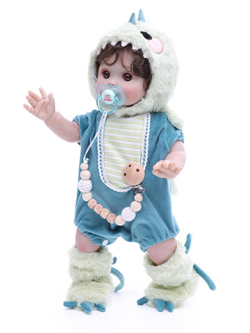 Cloveray Reborn Toddler Baby Doll Boy with Freckles - 18 Inch Realistic Full Vinyl Body Real Life Baby Dolls with Accessories for 3+ Year Old Girls Gifts  Pretend Play  enhanced Collectible Gift