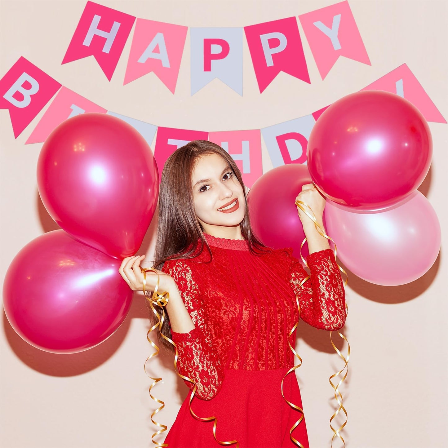 Sweet 33Rd Birthday Decorations For Women, Pink And White 33 Happy Birthday Balloons, 33Th Birthday Party Supplies Including Pin