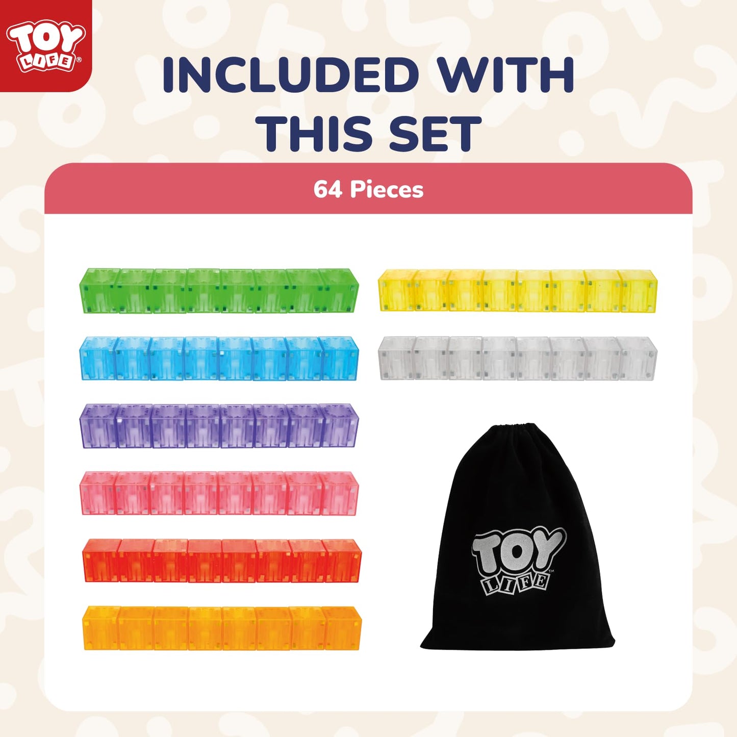 Toy Life 64Pcs Magnetic Blocks For Kids Ages 4-8, Magnetic Building Blocks For Toddlers 3-5, Magnet Blocks, Magnet Toys For Toddlers, Kids Blocks