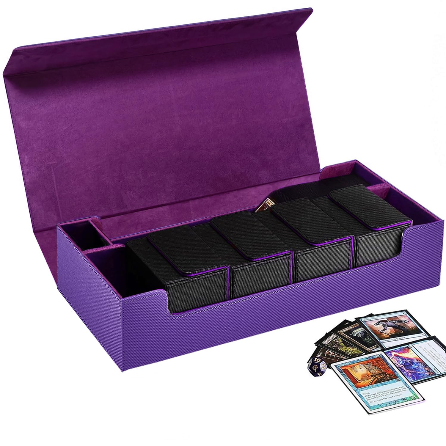 Scimi Premium Trading Card Storage Case Tcg Deck Box Holds 800+ Sleeved Cards For Mtg, Yugioh, Uno, Sport With Strong Magnet Closure (Purple)