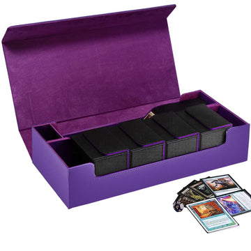 Scimi Premium Trading Card Storage Case Tcg Deck Box Holds 800+ Sleeved Cards For Mtg, Yugioh, Uno, Sport With Strong Magnet Closure (Purple)