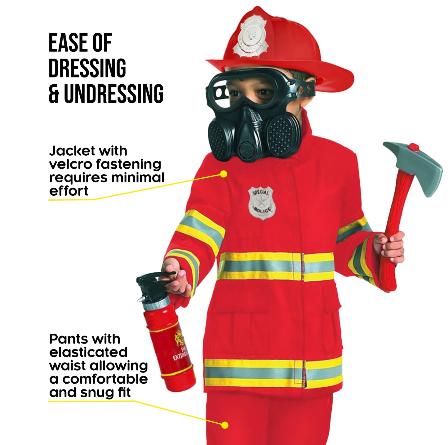 Morph Red Firefighter Costume For Kids, Fireman Outfit For Boys, Fire Fighter Dress Up, Fun Role Play Costume, T2