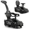 Infans 3 In 1 Ride On Push Car, Licensed Lamborghini Baby Stroller Sliding Walking Car With Push Handle, Music, Usb, Headlight, Under Seat Storage, Kids Foot-To-Floor Toy For 18-60 Months (Black)