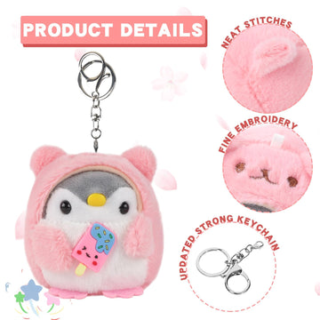 Anboor 2 Pcs Small Stuffed Animals Penguin Plush Toy With Keychain Award Goodie Bag Fillers Penguin Plushies Animal Toy Easter P