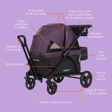 Baby Trend Navigator Plus 2-In-1 Stroller Wagon, Dash Plum