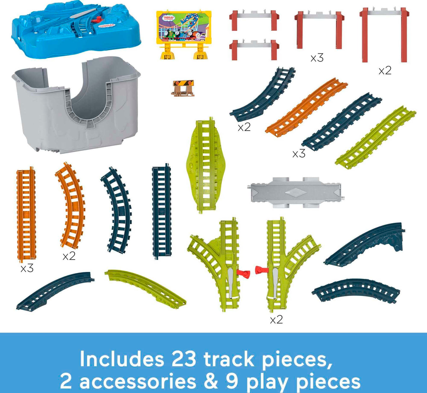 Thomas & Friends Toy Train Tracks Set, Connect & Build Bucket, 34-Piece Expansion Pack for Diecast & Motorized Trains, Age 3+ Ye