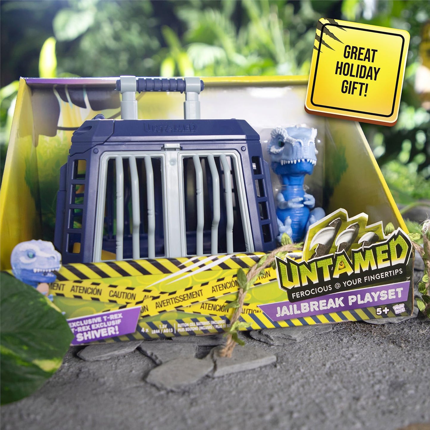 Untamed Jailbreak Playset with 1 limited availability Interactive T-Rex  Shiver (Light Blue)  Dinosaur Cage and Carrying Case (Ages 5+)
