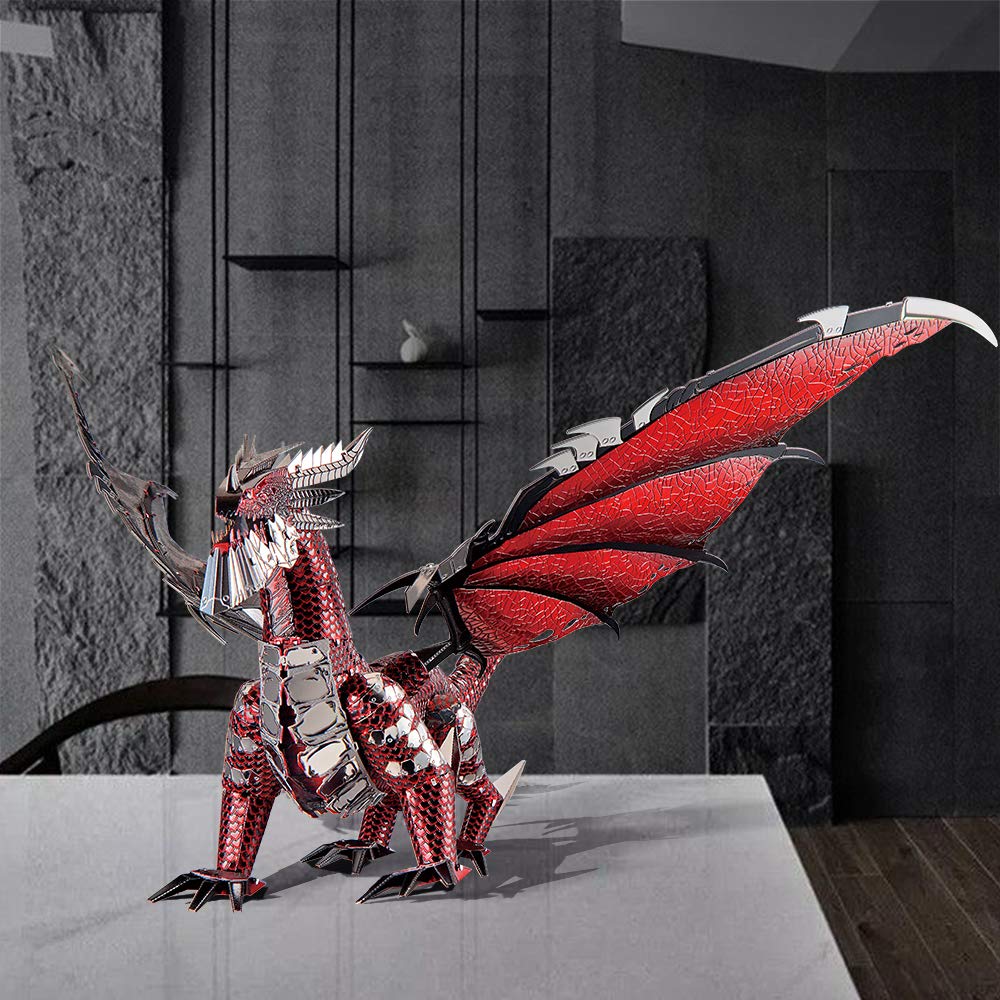 Piececool 3D Metal Model Kits-Black Dragon King, Diy 3D Puzzles For Adults Brain Teaser Puzzles Toys For Teens, Great Birthday New Year Gifts, 107 Pcs