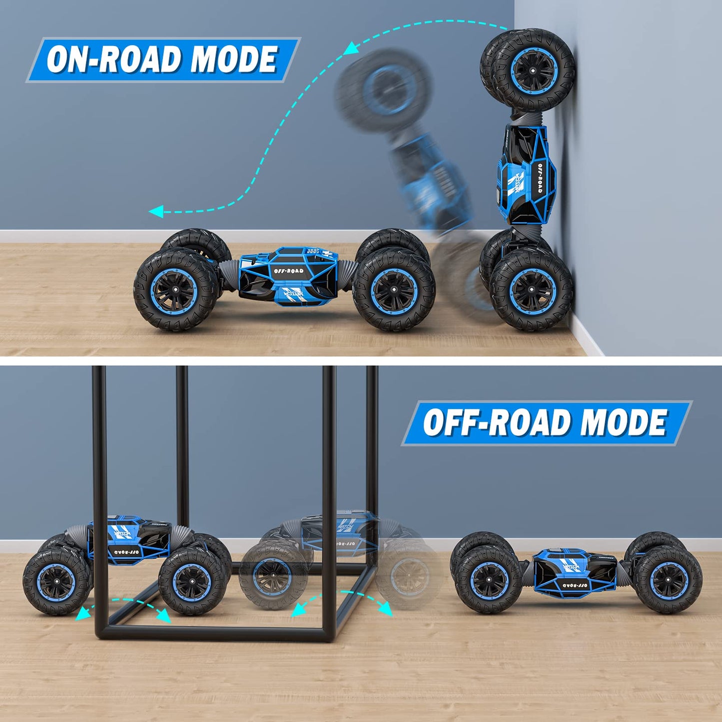 Powerextra Gesture Sensing Rc Car, 1:16 Scale Outdoor Remote Control Car Crawler, 4Wd Transform Rc Car, Double Side All Terrains