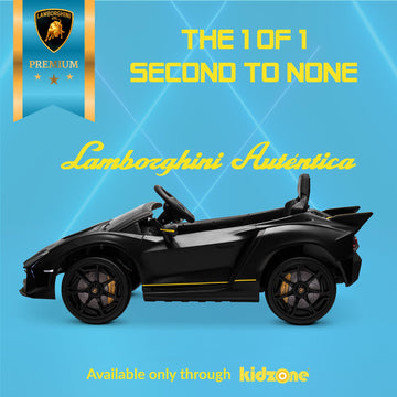 Kidzone Licensed Lamborghini Autentica Limited Edition 12V Ride On Car, Electric Vehicle Toy For Kid & Toddler, Battery Powered Sports Car W/2 Speed, 4 Motors, Parent Control, Spring Suspension -Black