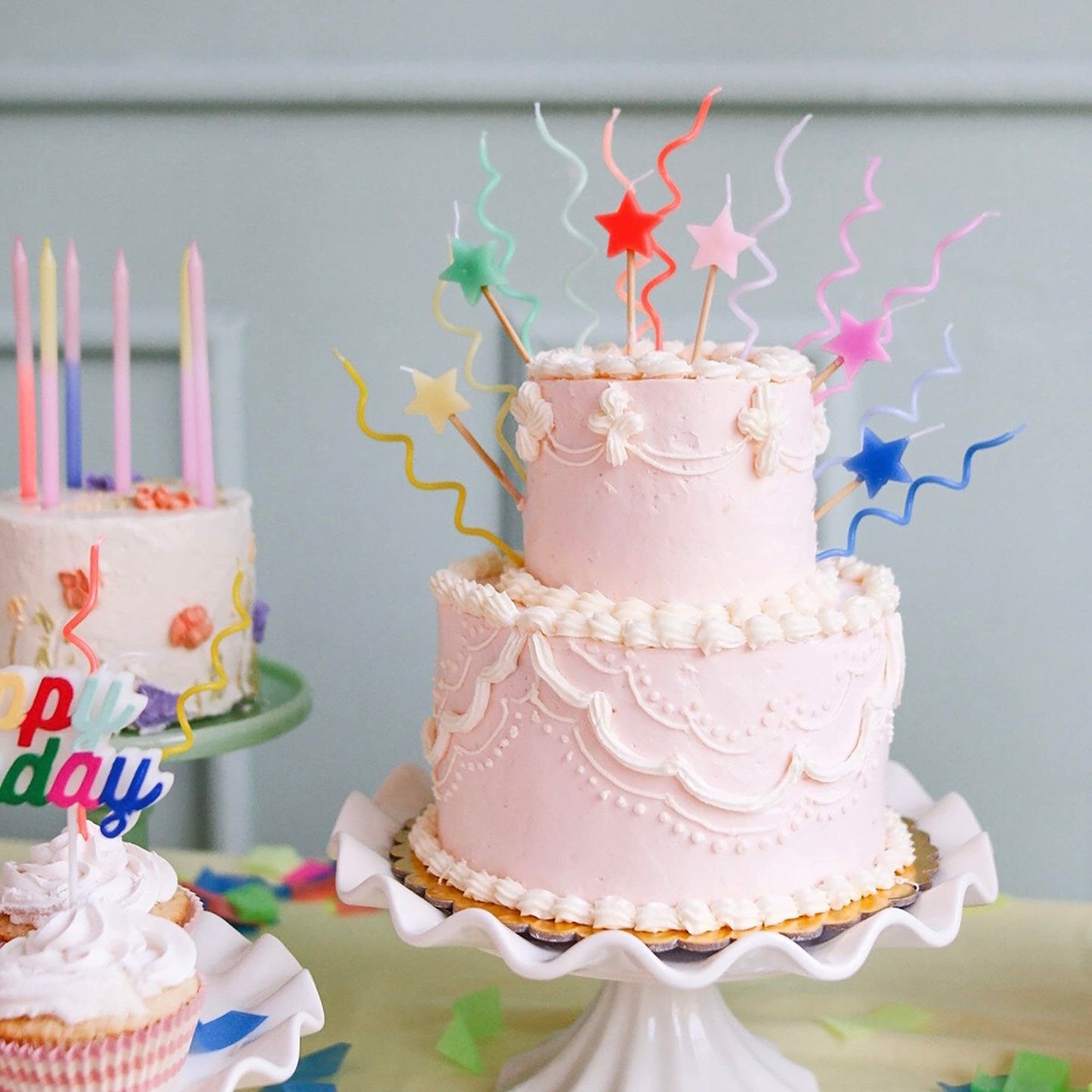 Meri Meri Star Birthday Candles for Cake (Pack of 6), Unscented, Fun Birthday Candles, Meri Meri Candles