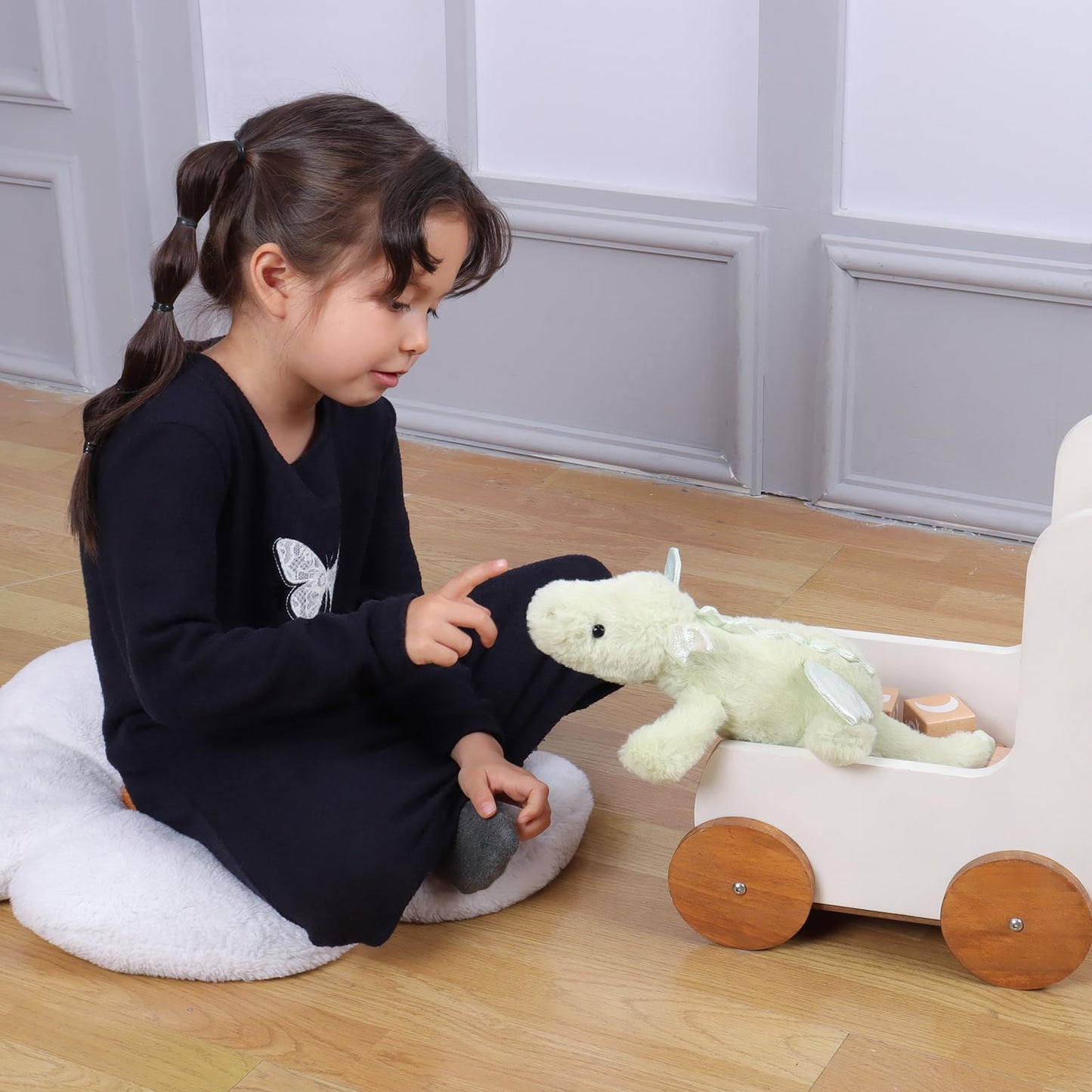 Apricot Lamb Plush Green Dragon Dinosaur Stuffed Animal, 15 Inches, Soft Polyester, Perfect for Kids