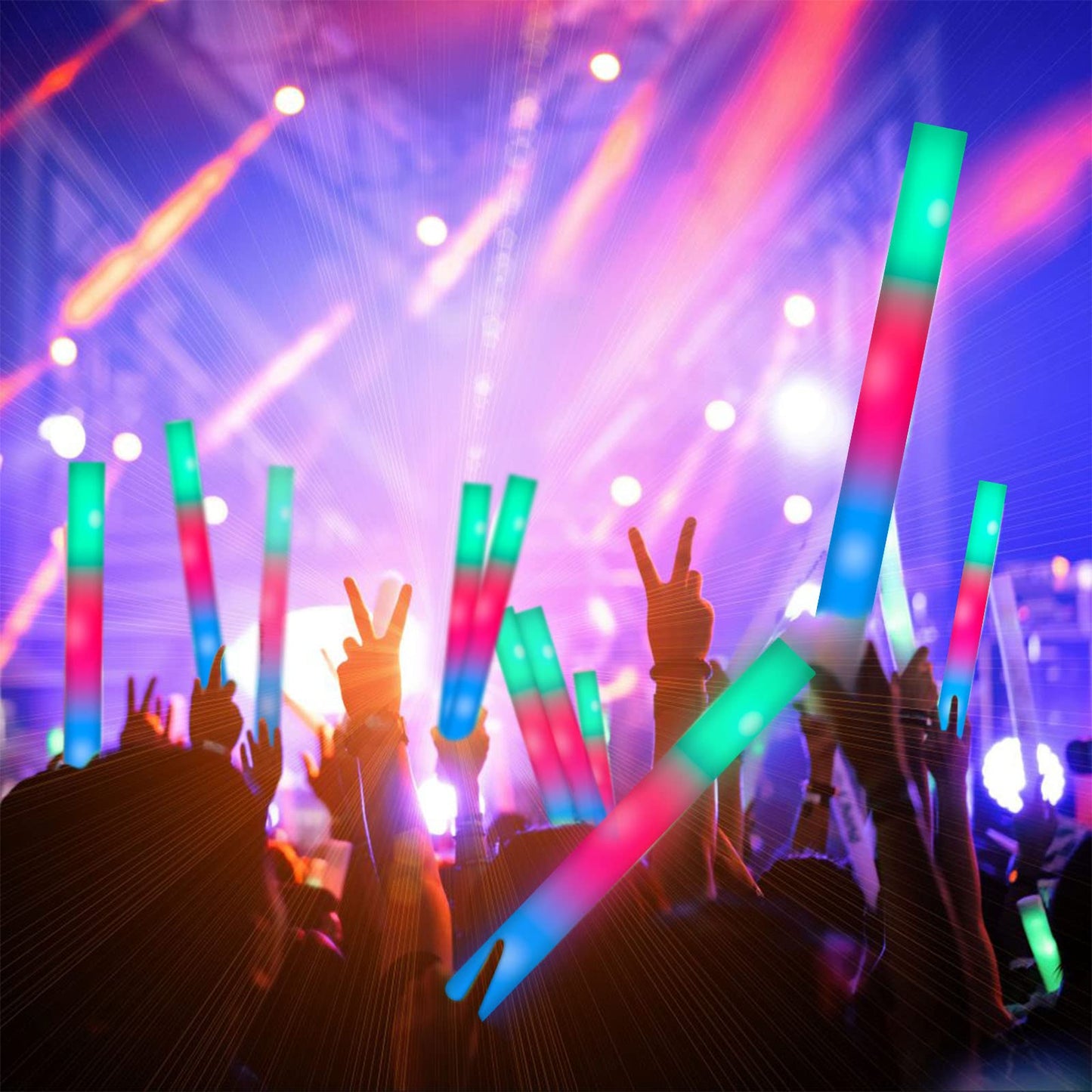 Shqdd Glow Sticks Bulk, 28 Pcs Giant 16 Inch Foam Glow Sticks, Christmas Glow Sticks With 3 Modes Colorful Flashing, Glow In The