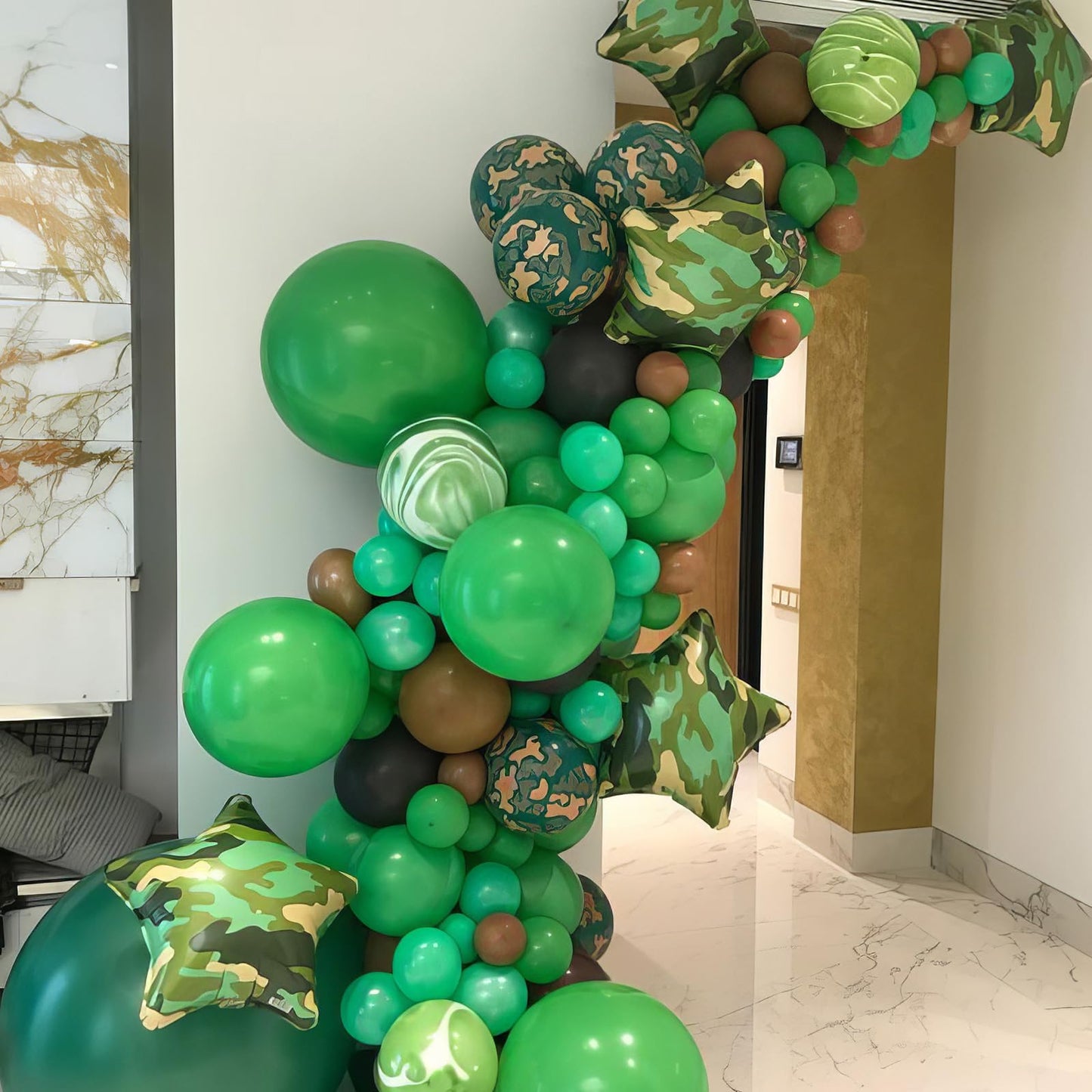 Green And Brown Balloons, Dark Emerald Green Balloon Camouflage Green Black Brown Balloons, Metallic Green Gold Balloons For Cam