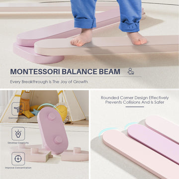 Bluewood Balance Beam For Kids 3-5, Toddler Sensory Wooden Balance Montessori Toys And Stepping Stones, Build Coordination Gymna