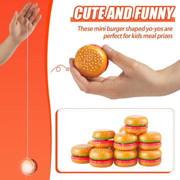 Leitee 24 Pieces Hamburger Yo Yo Toys Plastic Yo Yo Burger Party Favors For Boys Girls Adults Birthday Party Favors Classroom Prizes Holiday Goodie Bag Fillers