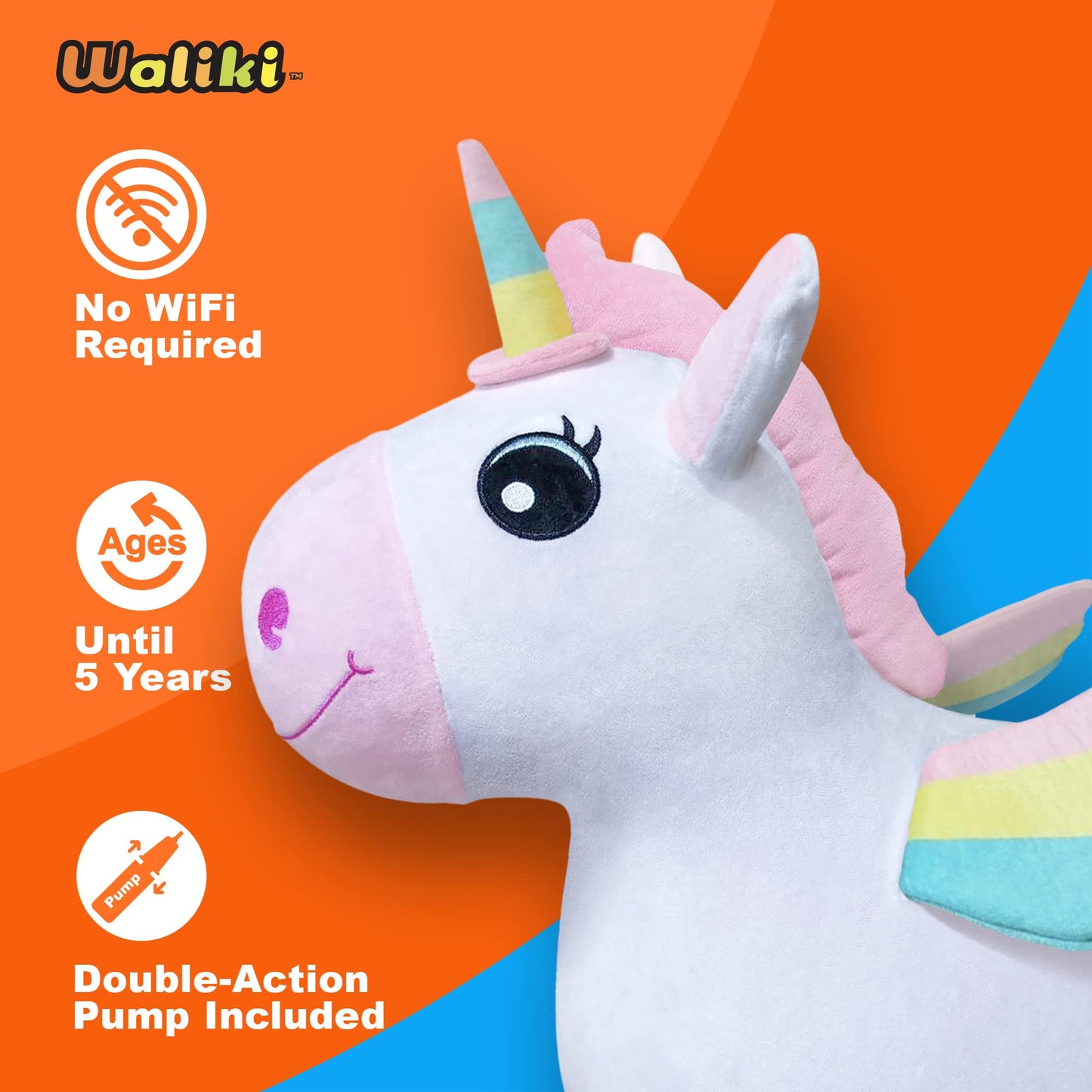 Waliki Bouncy Horse Hopper | Inflatable Hopping Horse For Girls | Jumping Horse (Unicorn) | Birthday Gift For 18 Months 2 3 4 Year Old Kid Toddler