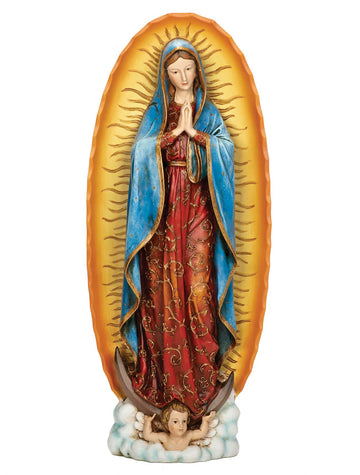 Joseph'S Studio By Roman - Our Lady Of Guadalupe Figure On Base, Renaissance Collection, 18.5' H, Resin And Stone, Religious Gift, Decoration