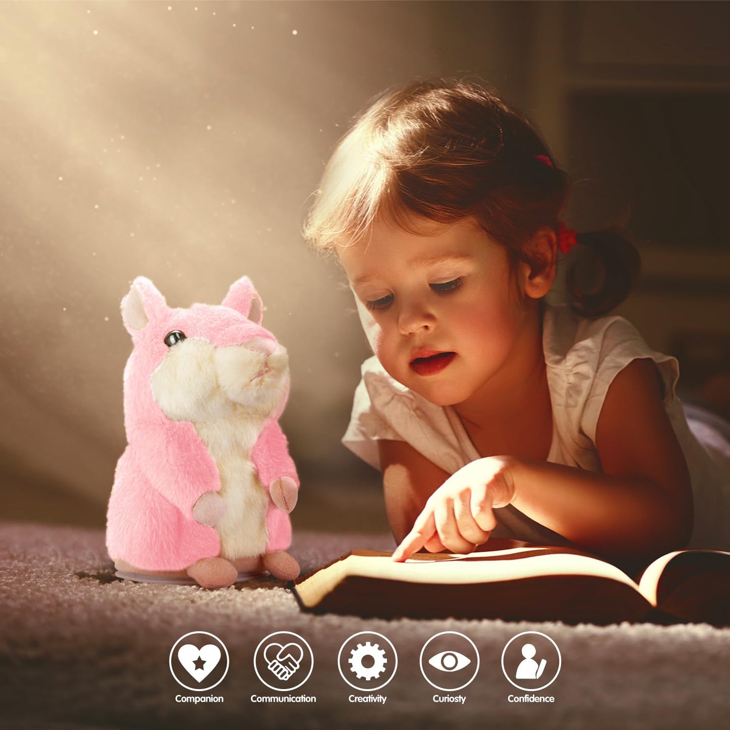 Sanjoin Kids Toddler Toys For Ages 2-4, Talking Hamster Repeats What You Say, Interactive Plush Repeating Toy For 2 3 4 5 6 8 Year Old Boy Girl Birthday Gift (Pink)