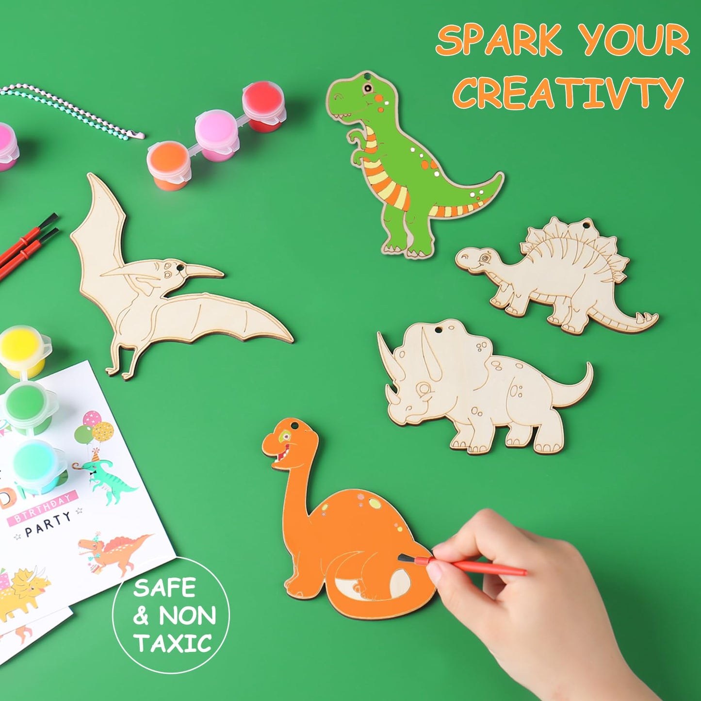 JOTIKO 24 Pack Dinosaur Party Favors Painting Toys - Kids Birthday Goodie Bag Filler Pinata Stuffers Classroom Prizes Exchange G