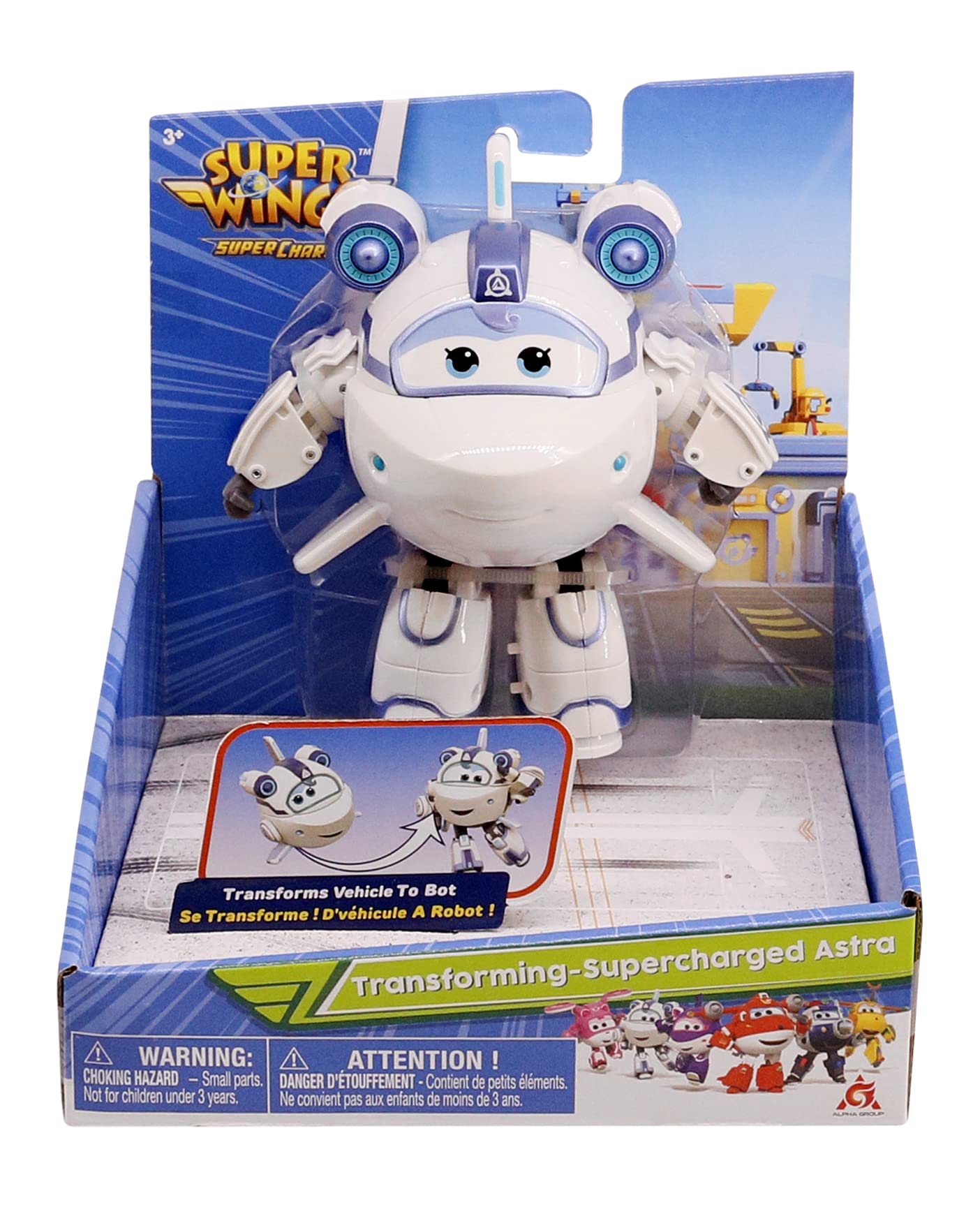 Super Wings 5' Transforming Supercharged Astra Airplane Toys Action Figure, Airplane To Robot In 10 Steps, Toy Plane Vehicle For 3-5 Year Old Boys & Girls, Birthday Gifts For Preschool Kids,White