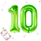 Smlpuame 40 Inch Number Balloon 0-9 Green Large Number 10 Balloons,Digital Balloons For Birthday Party Celebration Decorations S