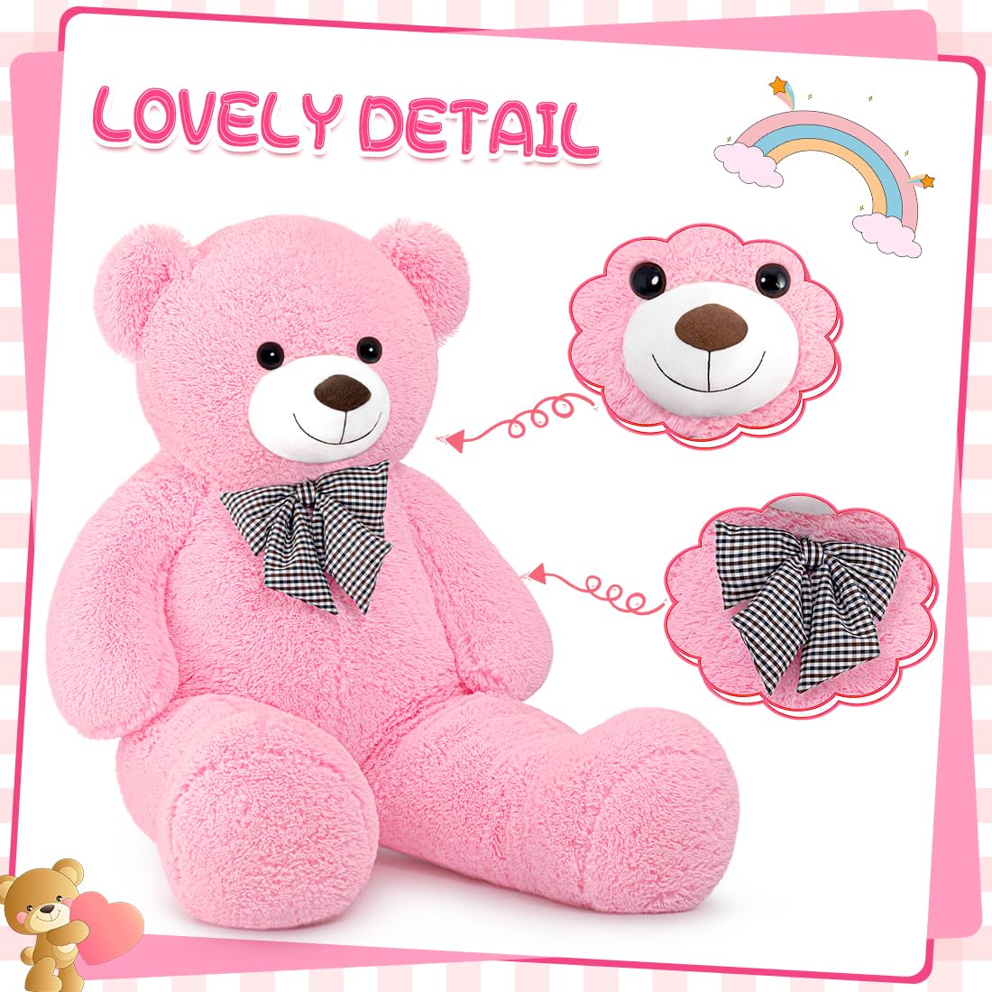 Sausudols XXL Giant Teddy Bear 47  Jumbo Plush Stuffed Animal  Soft Hugging Toy Gift for Kids  Valentine's Day  Christmas Pink
