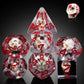 Blood Skull DND Dice, DNDND Skull Resin Dice Set with Velvet Pouch for Dungeons and Dragons DND Role Playing Games and Tabletop 