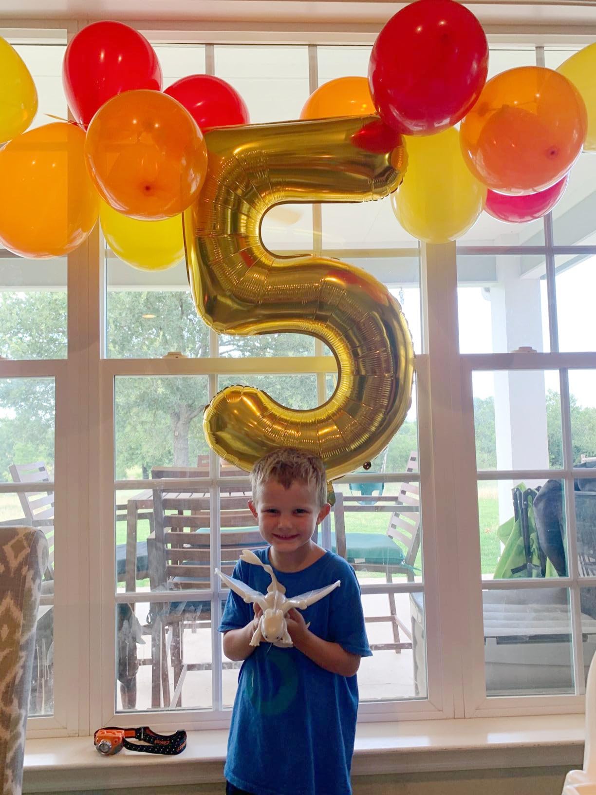 Number 5 Balloon Gold 40 Inch, 5 Year Old Girl Boy Birthday Gift, 5 15 25 35 45 50Th 55 Birthday Anniversary 2025 Party Decorati