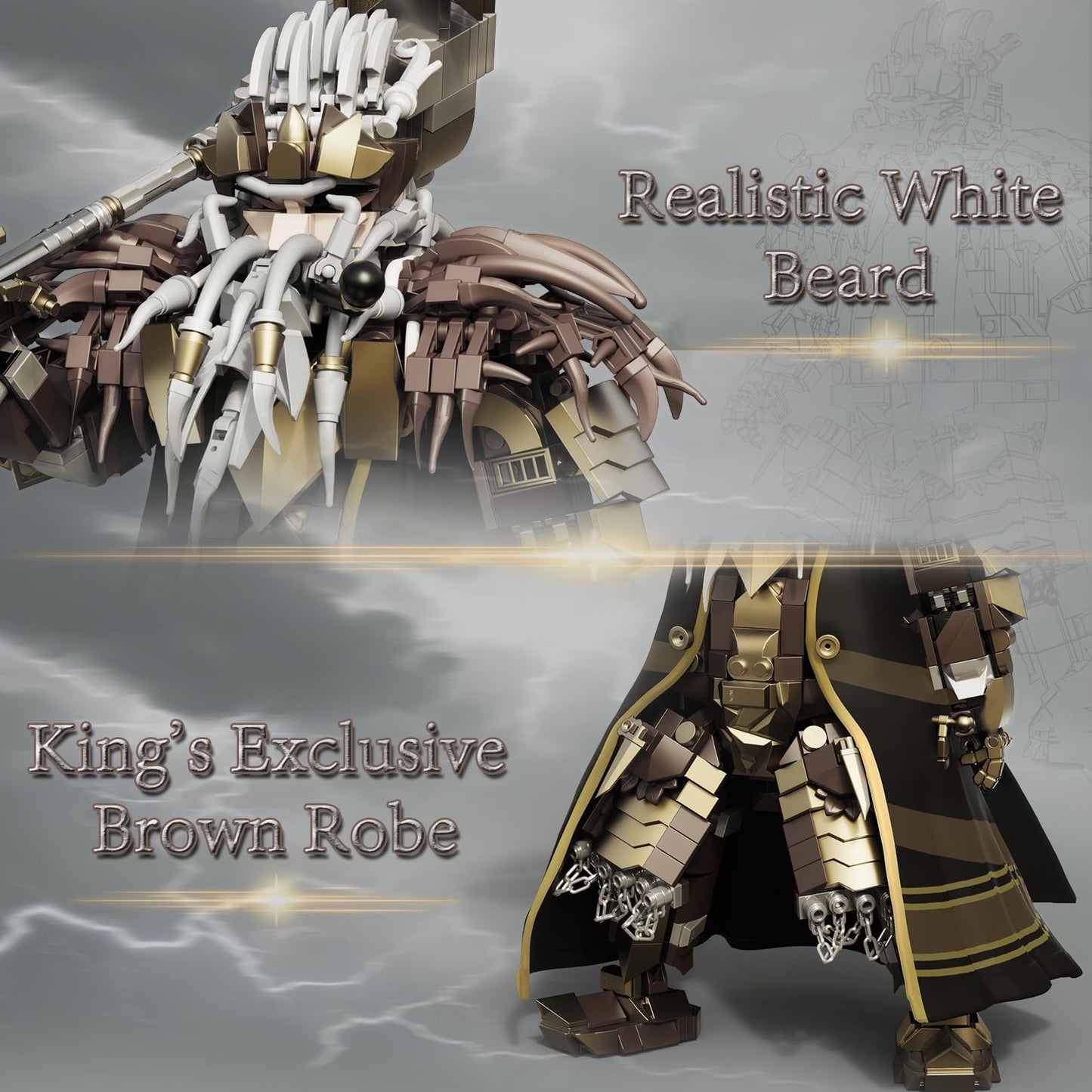 HIGH GODO Dwarf King Mech Building Blocks Set for mature-themeds  Robot Model Building Kit with Hammer   1238 Pieces Creative Collectible Gift for Teens 14+