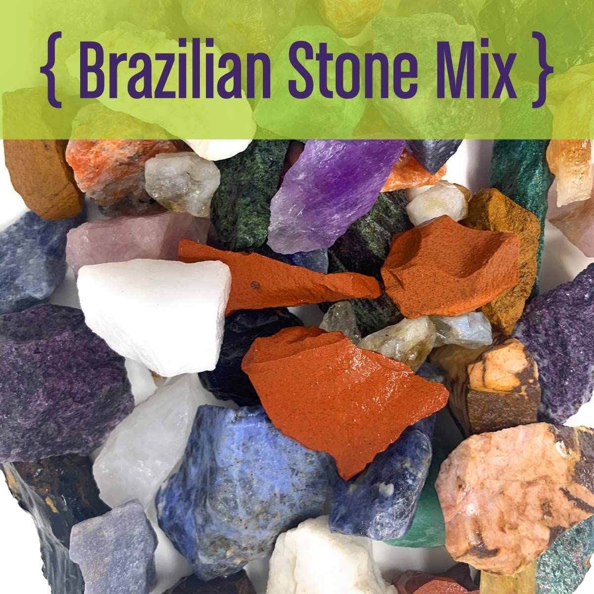 Wirejewelry Brazilian Rock Tumbler Refill Kit - 1.5 Lbs. Of Brazilian Stone Mix And 1 Batch Of 4 Step Abrasive Grit And Polish