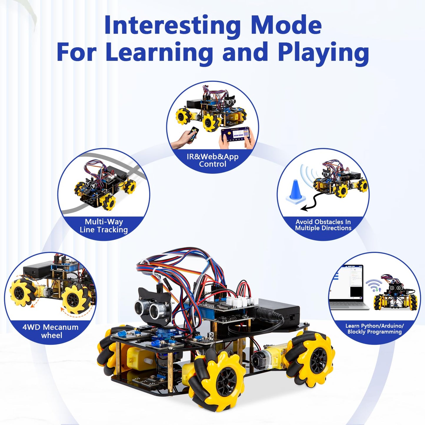Smart Robot Car Kit Compatible With Arduino, Robotics For Kids Ages 8-12 12-16, Electronic Programming Project/Stem Science Kits